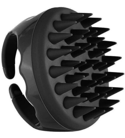 Silicone Scalp Massager Scrubber for Hair Wash and Oil Application, Ergonomic Shampoo Brush for Dandruff Removal and Scalp Care, Suitable for Men and Women (Black)
